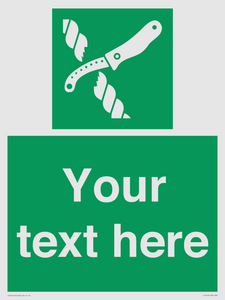 Custom sign safe condition Liferaft knife